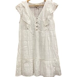 Knox Rose Dress White Short Flutter Sleeve Boho Bohemian Beach Ruffle Size 4X